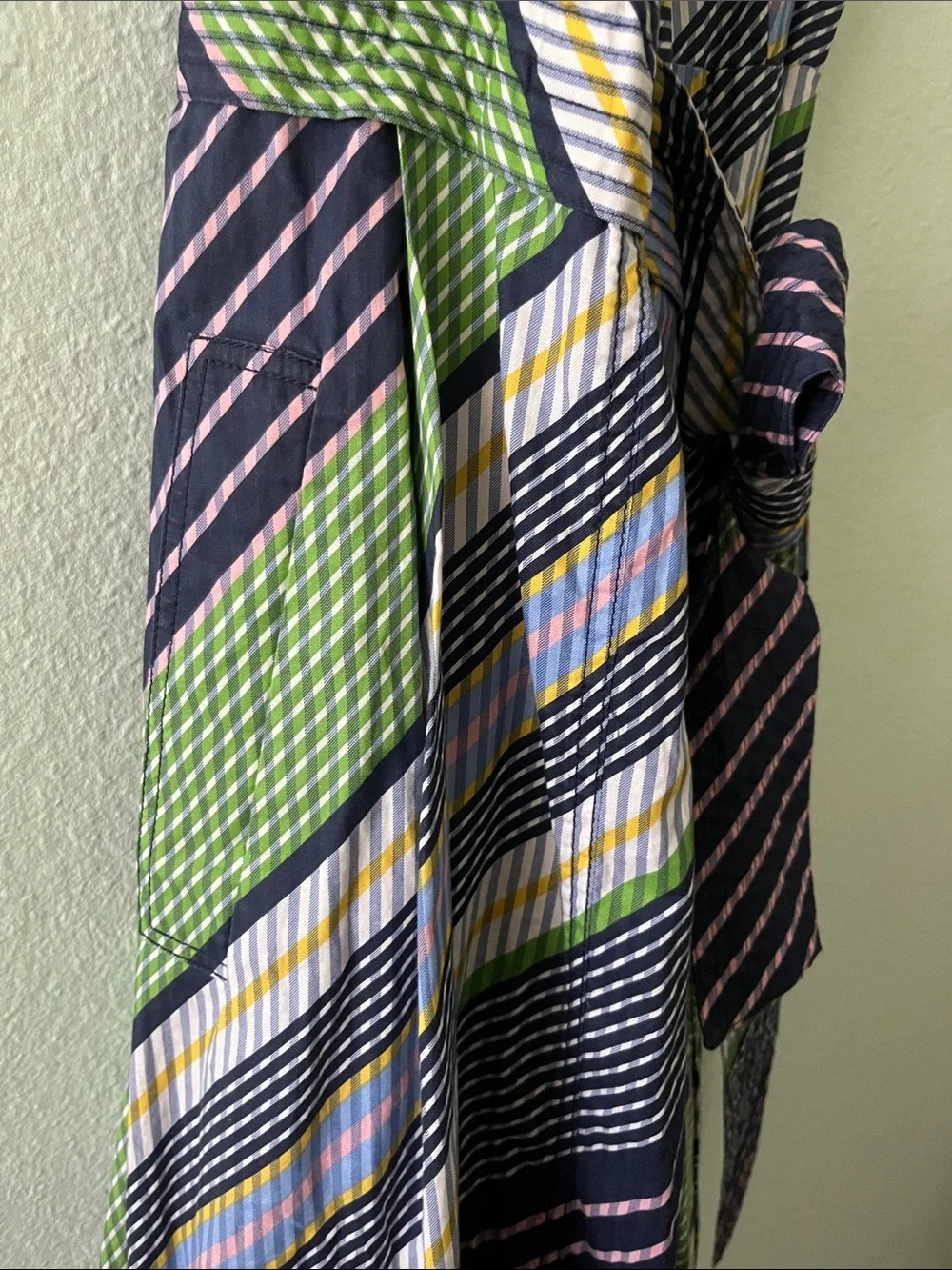Tori Burch Sleeveless Striped Midi Dress in Navy & Green